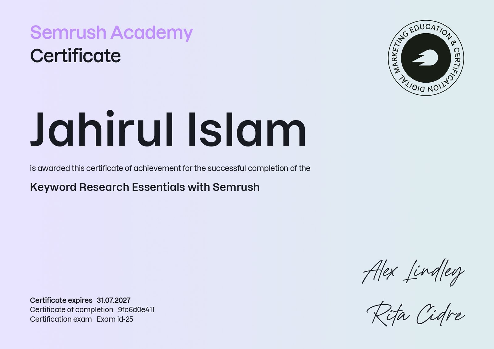 Keyword Research Essentials, Semrush Academy (July 2026)